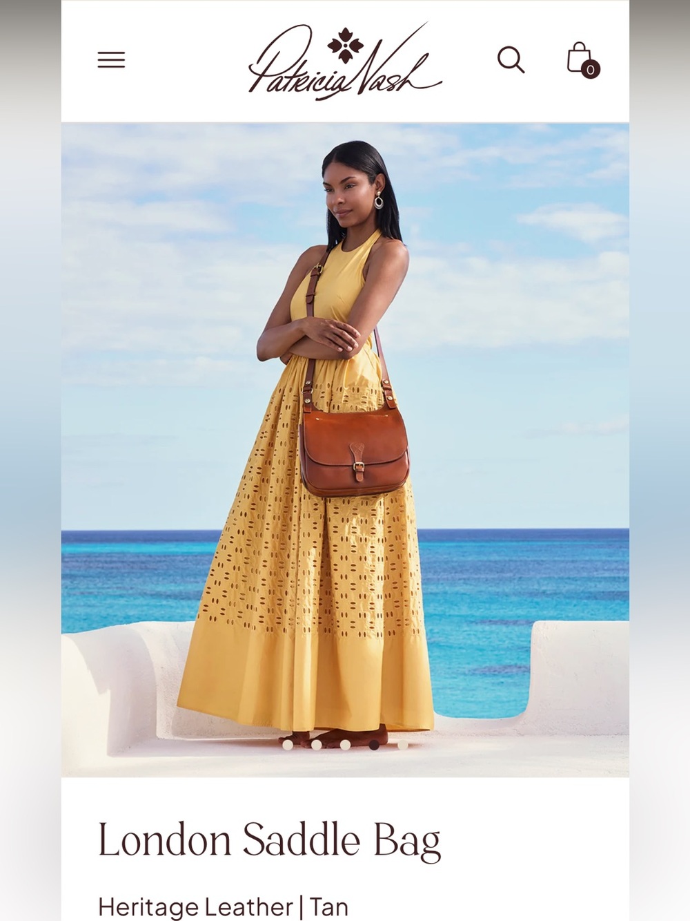 Patricia Nash Tan Luxury Designer Boho London Full-Grain Leather Saddle Bag - Picture 2 of 15